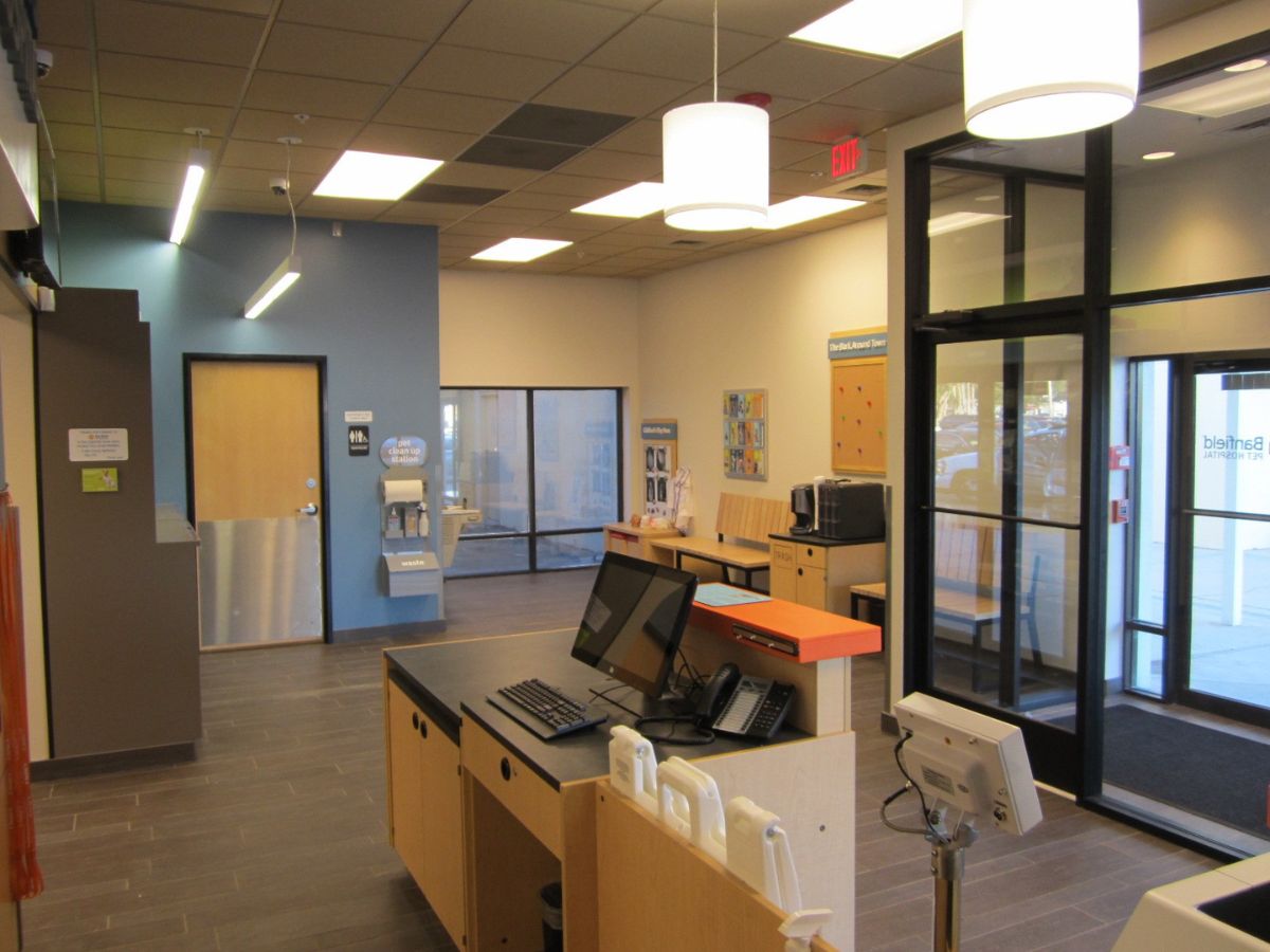 The Banfield Pet Hospital Carrollwood Village Center front desk and lobby