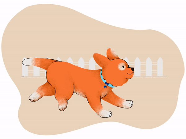 A cartoon puppy running