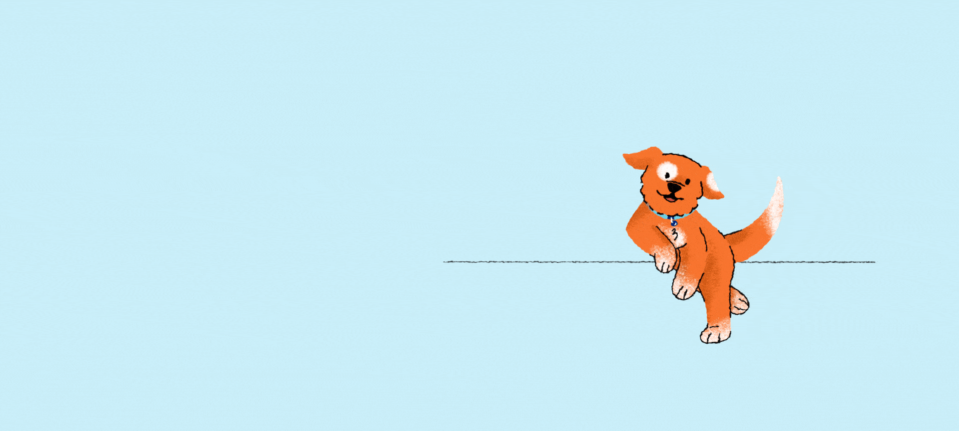 three orange dogs playing illustration