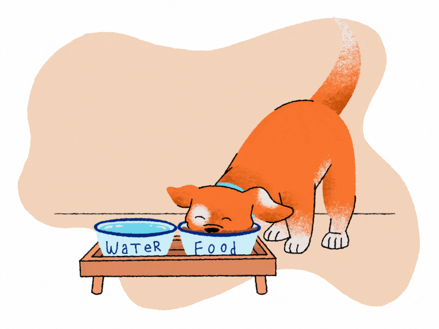 orange dog pees chair illustration
