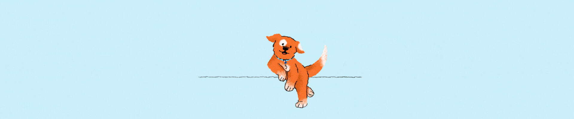 three orange dogs playing illustration