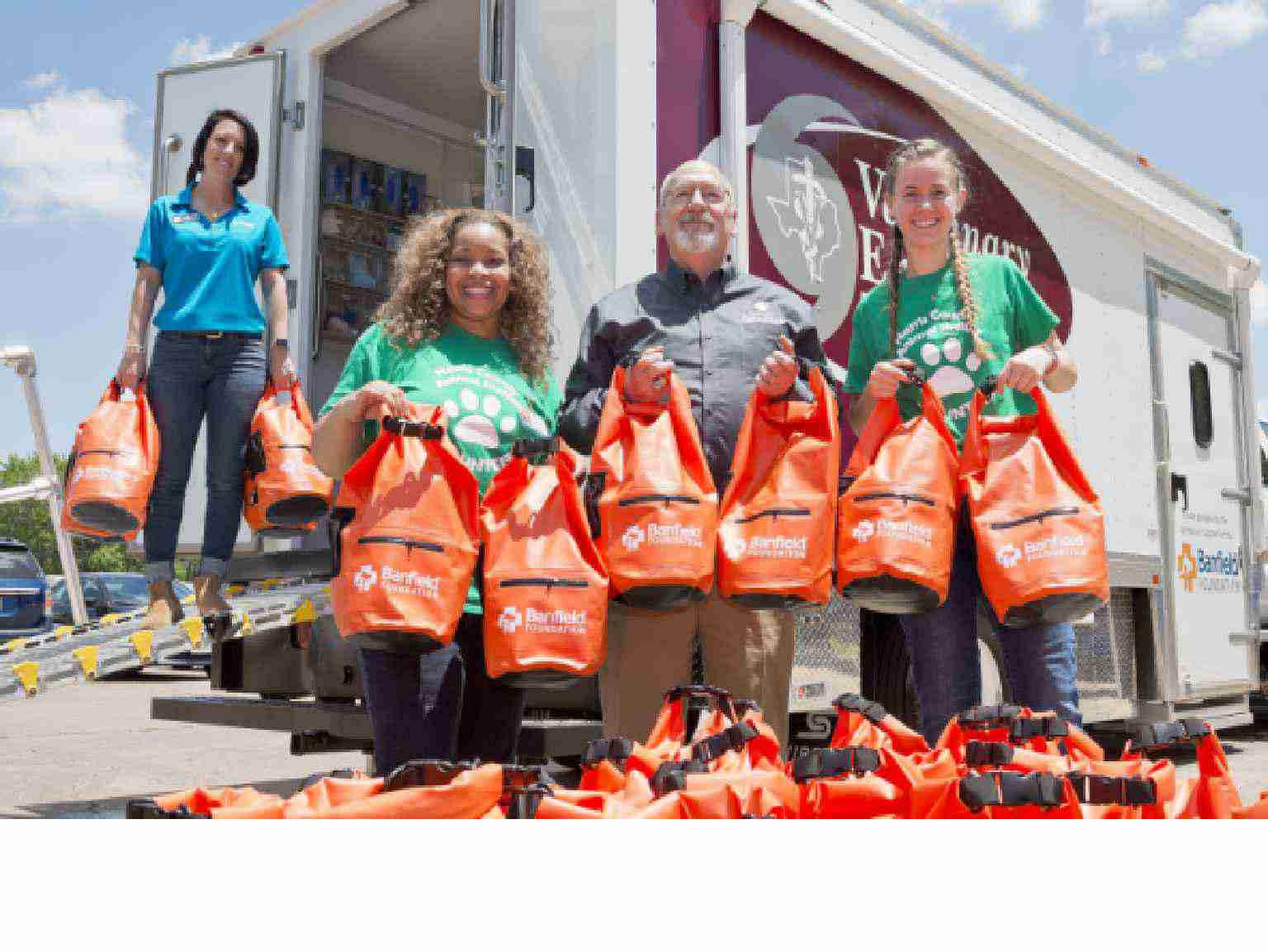 A group of Banfield's Associates participating in a disaster relief campaign