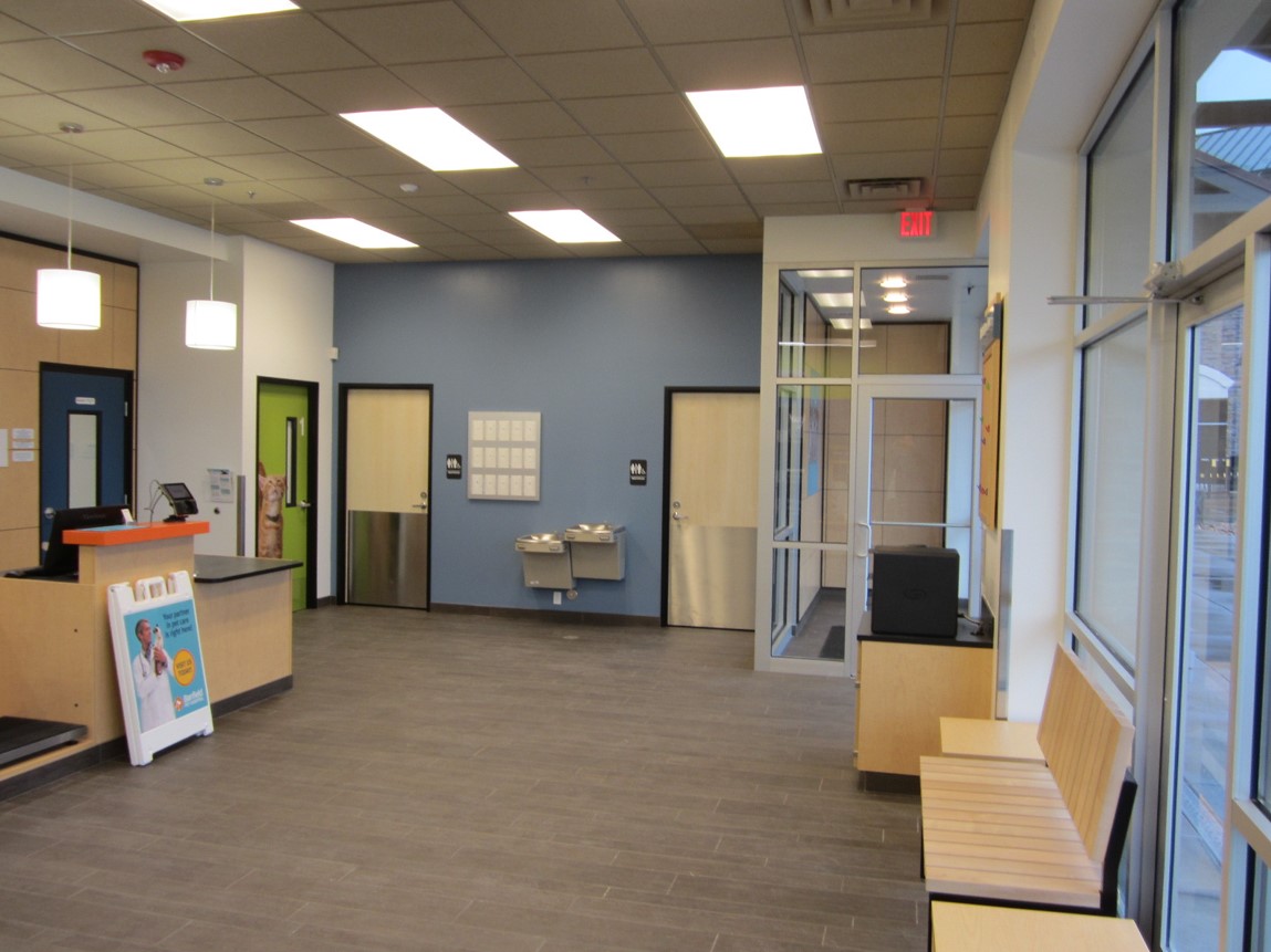 Shot of the lobby and exam room doors