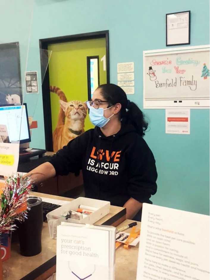 The front desk of the Banfield Pet Hospital, Fayetteville, NC