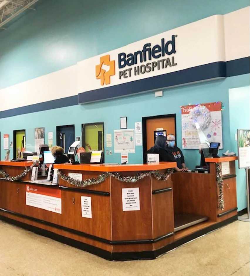 The front desk of the Banfield Pet Hospital, Fayetteville, NC