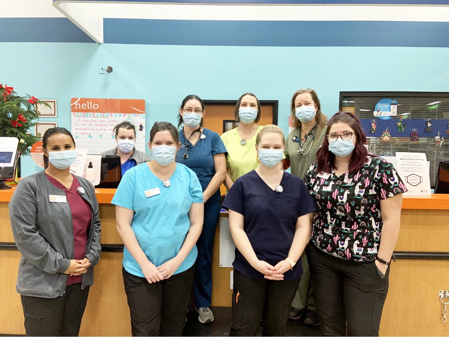 A group of Banfield Associates at the Banfield Pet Hospital